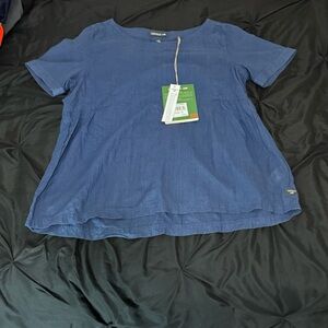 Toad&Co Navy Blue Short Sleeve Blouse